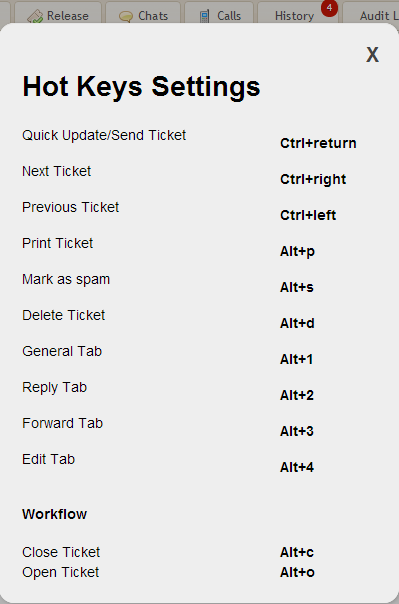 'Shift+?' →  Hot Keys Settings Reminder